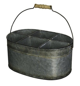 Organizador de almacenamiento de Metal moderno Caddy de hierro galvanizado de alta calidad para cubiertos que sirven en la cocina Acabado crudo para vajilla - Product Image 2