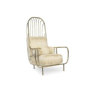 Sillón de Diseño Único y Moderno con Tapicería de Cuero para Sala de Estar, Restaurante, Cafetería, Muebles Modernos de Metal y Madera - Product Image 3