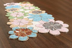 Christmas Decorative and Leaves Design Beaded <b>Runner</b> Placemat <b>Dining</b> <b>Table</b> Fancy Mat Handmade Decorative <b>Runners</b> for Wedding - Product Image 6