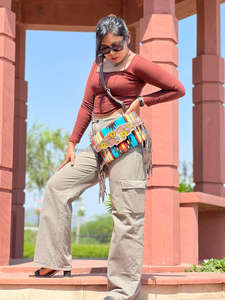 Nouveaux sacs à bandoulière à franges en cuir usiné de couleur aztèque occidentale à la mode véritables sacs à main Vintage à glands multicolores faits à la main - Product Image 6