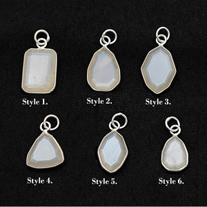 จี้พลอยคาลซิโดนีสีขาวเงิน925รูปทรงมาร์เกชแบบไม่สม่ำเสมอ - Product Image 4