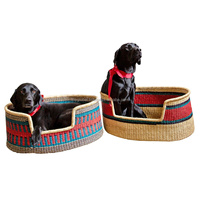 Hotselling kleine handgeweven zeegras hondenmand, rechtstreeks van de fabriek, huisdierbedden accessoires, handgemaakte hondenbed meubels, dierenkatten.