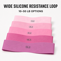 Bande de Résistance Large en Silicone Haute Élasticité 10-50 LB Rose Monochromatique pour Entraînement à Domicile