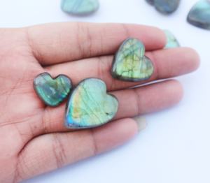 Cristal Natural de calidad AAA, multifuego, rosa, labradorita, corazón de piedra lunar, media luna, cabujón, tamaño mixto, labradorita, corazón de calor - Product Image 5