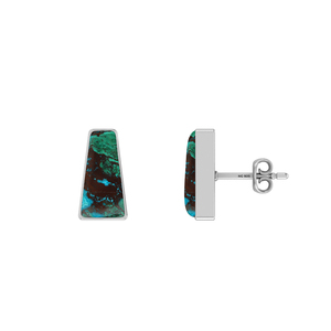 Pendientes de Plata de Ley 925 de Primera Calidad con Crisocola, Forma Cuadrada Semi-Trillón, Cierre de Mariposa, Engaste de Bisel, para Boda - Product Image 2