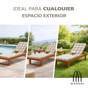 Chaise longue de jardin durable 190x57 cm avec housse amovible à fermeture éclair, sangles, rembourrage en mousse, structure en bois massif, design moderne - Product Image 5