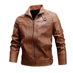 Chaquetas de cuero personalizadas con cierre de cera Faux Biker Riding Motorcycle Moto hombres chaqueta de cuero para hombres - Product Image 1