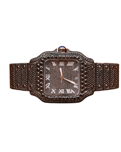 Full <b>Black</b> Iced Out Moissanite <b>Watch</b> Stainless Steel Luxurious <b>Watch</b> Vintage Dial Hip Hop Wrist Custom Hand Made For <b>Men's</b> - Product Image 1