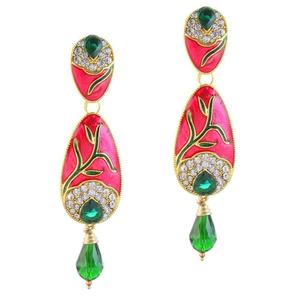 Kriaa ต่างหูกำไลข้อมือหินออสเตรียชุบทอง meenakari dangler โมเดล1306004 - Product Image 1