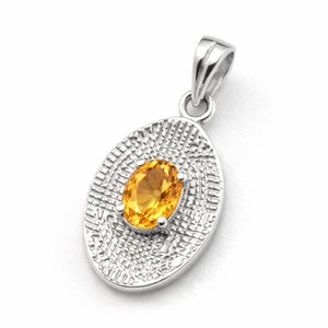 Colgante Ovalado de Citrino en Plata de Ley 925 con Topacio Amarillo Natural, Engaste de Garras, Estilo Clásico, Joyería para Uso Diario - Product Image 4