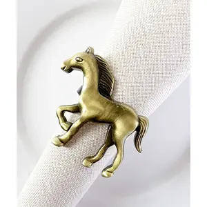 Horse Metal Napkin Rings Gold Animal Napkin Holders for Home Dining Table Decor Banquets