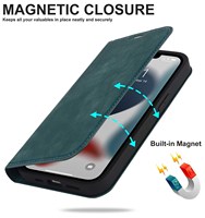 Étui de protection en cuir PU pour 14 Pro Max avec 2 emplacements pour cartes SIM et porte-cartes, design professionnel, antichoc