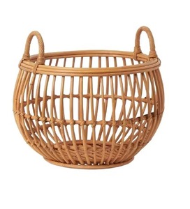 Handcrafted Big Curved Shape <b>Rattan</b> <b>Basket</b> Versatile Woven <b>Storage</b> for Kitchen Essentials Fruits Snacks Laundry Use From India - Product Image 1