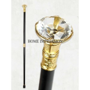 Dernier modèle Arrivée Superbe Look Haute Qualité Plaqué Or Heavy Duty Métal Fait Bâton De Marche Camping Et Randonnée Accessoires - Product Image 5