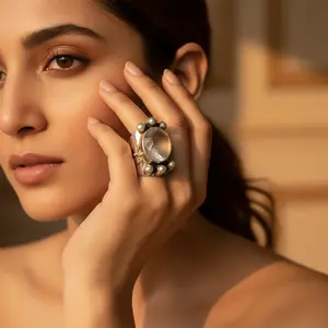 "Handmade Boho Topaz <b>Statement</b> <b>Ring</b> for Women-925 Sterling Silver" - Product Image 3