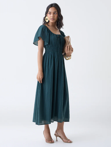 Vestido acampanado con textura LOV Teal - Product Image 2