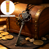 Clé magique du Père Noël en alliage de zinc, clé squelette vintage avec ruban rouge, cadeau de Noël, pâte de polissage de 10 ml offerte