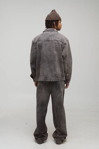 Veste en jean épaisse décontractée rétro pour homme, broderie vintage, coupe-vent et respirante, délavage foncé, style streetwear, directement de l'usine OEM - Product Image 5