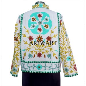 Vintage Indian Suzani Embroidered Breathable Eco-Friendly Cotton Women's Elegant Short Winter Quilted Jacket Duck Fabric Suzani - Product Image 5