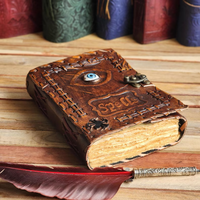 Livre d'ombres en cuir gothique avec mauvais œil Hocus Pocus Grimoire 200 pages Halloween Witchcraft Gift Journal