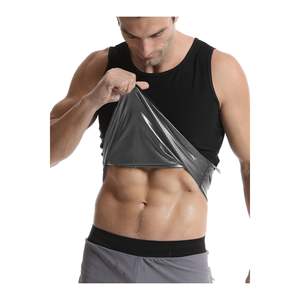 Men's Black Thermal Tank Top Athlete Model Weaving Fabric Helps with Fat Burning and Weight Loss EX-04 <b>Sauna</b> <b>Suit</b> - Product Image 3