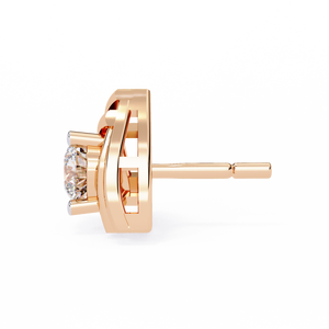 Boucles d'oreilles brillantes en or rose 18 carats avec diamant de laboratoire, design tendance à motif géométrique et placage or - Product Image 3