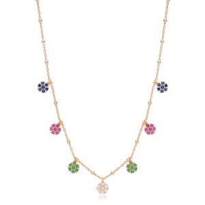 Colorful Flower Design Dainty Shaker Necklace Turkish Wholesale Handmade 925 Sterling Silver Jewelry - Product Image 6