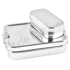 Stainless Steel Classic Lunch <b>Box</b> Wire <b>Tiffin</b> Lunch <b>Box</b> Camping Food Carrier With Clip Lock Two Tier <b>Tiffin</b> With Lock - Product Image 1