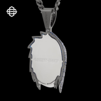 Pendentif Tête de Personnage Anime Certifié de Haute Qualité en Argent 925 Plaqué, Cheveux Bleus Pointus, Micro-Pavé Moissanite, Style Hip Hop pour Homme