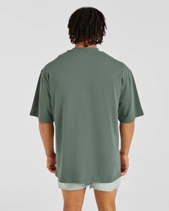 Camiseta con estampado de estilo callejero de 230G para hombre, 100% algodón, cuello redondo, peso pesado, timbre holgado con patrón de letras, hombro caído - Product Image 3