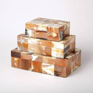 Nuestro exclusivo juego de cajas de cuerno hechas a mano de 2 cajas de joyería de cuerno natural de aspecto decente con cajas artesanales de MDF y decoración del hogar - Product Image 3