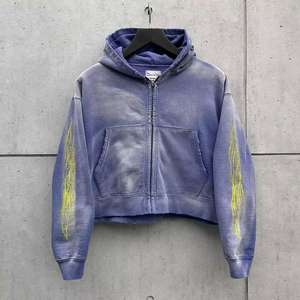 2025 Vintage Sun Fade Joggers Vêtements AcidWash Deux Pièces Ensemble Polaire Lourd GSM Survêtement Survêtement - Product Image 2