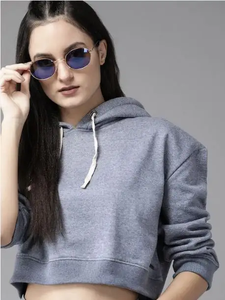 เสื้อสเวตเตอร์มีฮู้ดแฟชั่นสำหรับผู้หญิงเสื้อครอปเกอร์สำหรับใส่ไปยิมฟิตเนสฤดูหนาวเสื้อครอปมีฮู้ดขายส่ง - Product Image 5