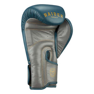 Gants de boxe personnalisés pour enfants Raider, imprimés, 6oz, 10oz, 12oz, équipement en cuir pour le taekwondo, couleur bleu/gris avec logo personnalisé - Product Image 6