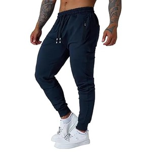 Pantalons de survêtement épais en coton 100% GAF pour hommes, logo personnalisé brodé, taille mi-haute élastique, pantalon de jogging ample, design uni - Product Image 3