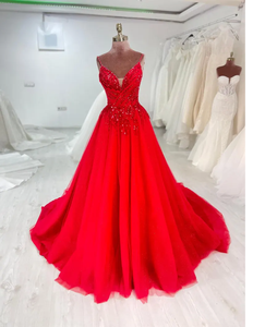 Vestido de fiesta de estilo europeo de lujo, vestido de novia, nuevas telas de tul nupcial, encaje de lentejuelas, perlas con cuentas, estilo elegante para mujer con cordones - Product Image 2