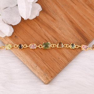 Pulsera de Plata de Ley 925 de Diseño para Mujer, Pulsera Hecha a Mano Personalizada con Turmalina, Joyería, Pulsera de Cadena de Eslabones - Product Image 2