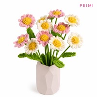 Karangan Bunga Chamomile Rajutan Tangan, Bunga Buatan Realistis, Hadiah Wisuda untuk Pacar, Teman, Dekorasi Rumah