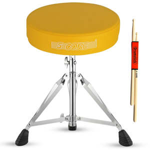 5 Core Drum Throne 3" Thick Padded Memory Foam Comfortable Drummer <b>Stool</b> 200Lb Capacity Adjustable - Product Image 1