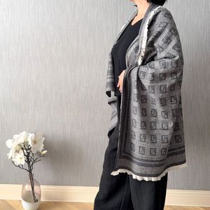 Châle en cachemire mongol 100% personnalisable, luxe toutes saisons, couleur grise 150x100 cm avec votre propre logo et design - Product Image 5