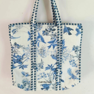 Bohème Vintage fait à la main lavable à usage quotidien sac fourre-tout matelassé pour femmes bloc coton imprimé pour épicerie sac à bandoulière - Product Image 1