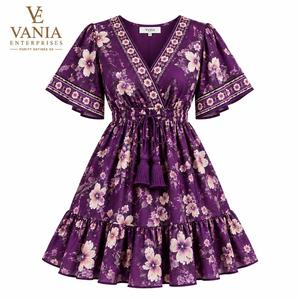 1 MOQ Envío Directo Maxi Vestido de Cintura Natural en Chifón Estilo Hawaiano Tropical Diseño Personalizado Casual Elegante Ecológico Invierno Verano - Product Image 5