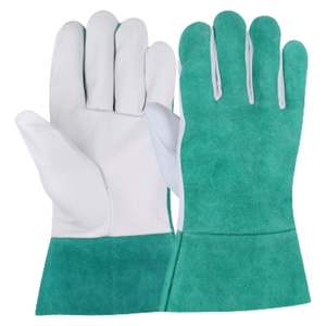 Guantes de soldadura TIG de cuero dividido de vaca de grano de cabra características de seguridad de construcción anticorte ignífugas reflectantes para trabajo de extinción de incendios - Product Image 1