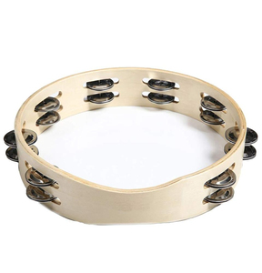 Tambourin en bois de haute qualité avec jingles en métal à double rangée pour l'éducation musicale et la scène - Product Image 6