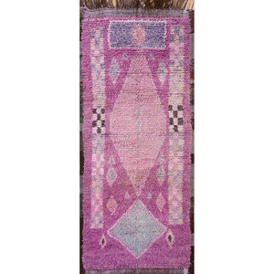 พรมขนสัตว์ลายเรขาคณิต Nuray สีชมพูม่วง พรมทอมือสำหรับตกแต่งห้องนั่งเล่นในบ้าน พรมจาอีปุร์ ผลิตภัณฑ์จากสหรัฐอเมริกา-Pae-4581 - Product Image 1