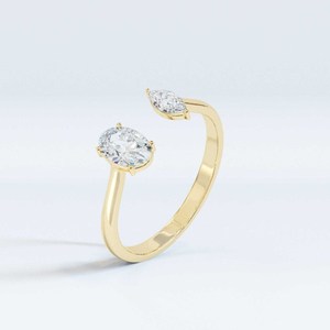 Anillo de diamante ovalado de oro blanco sólido de 10K, joyería de compromiso y boda cultivada en laboratorio certificada GIA para propuestas y regalos - Product Image 1