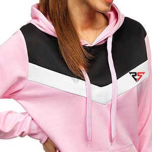 Hot Pink Winter Women Pullover Sudaderas con capucha de algodón de manga larga Sudaderas con capucha de poliéster de tres colores Block Ladies - Product Image 3