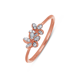 Anillo de Diamantes Love in Bloom, Anillo de Diamantes con Diseño Floral Premium para Mujer, Joyería Delicada de Oro Rosa para Uso Diario - Product Image 1