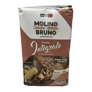 Harina de Trigo Integral MOLINO BRUNO 1kg Lista para Usar en Pizza, Pan, Bollos, Pasteles y Repostería - Product Image 1