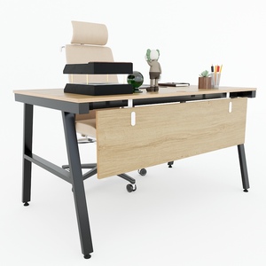 Bureau minimaliste Aconcept HBAC037 en contreplaqué 140x80cm avec revêtement mélaminé et pieds en fer - Product Image 4